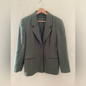 Vintage Laura Ashley Olive Army Green Wool Equestrian Blazer Trendy